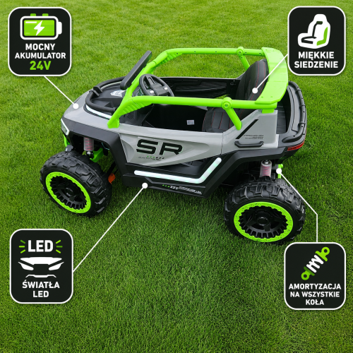 Duży SUV UTV 24V 4x4 Dla Dzieci Pilot 2.4G Bluetooth LED Skóra
