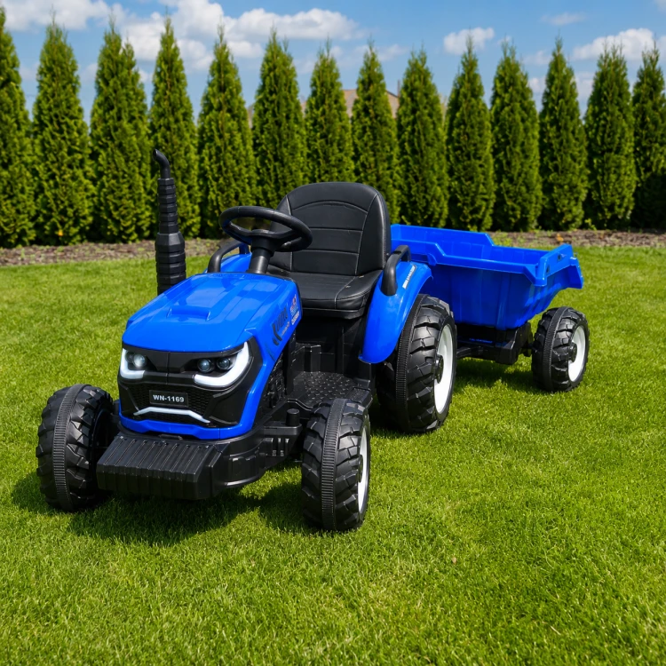 Traktor elektryczny dla dzieci BLUE 10 z przyczepą i automatycznym wywrotem