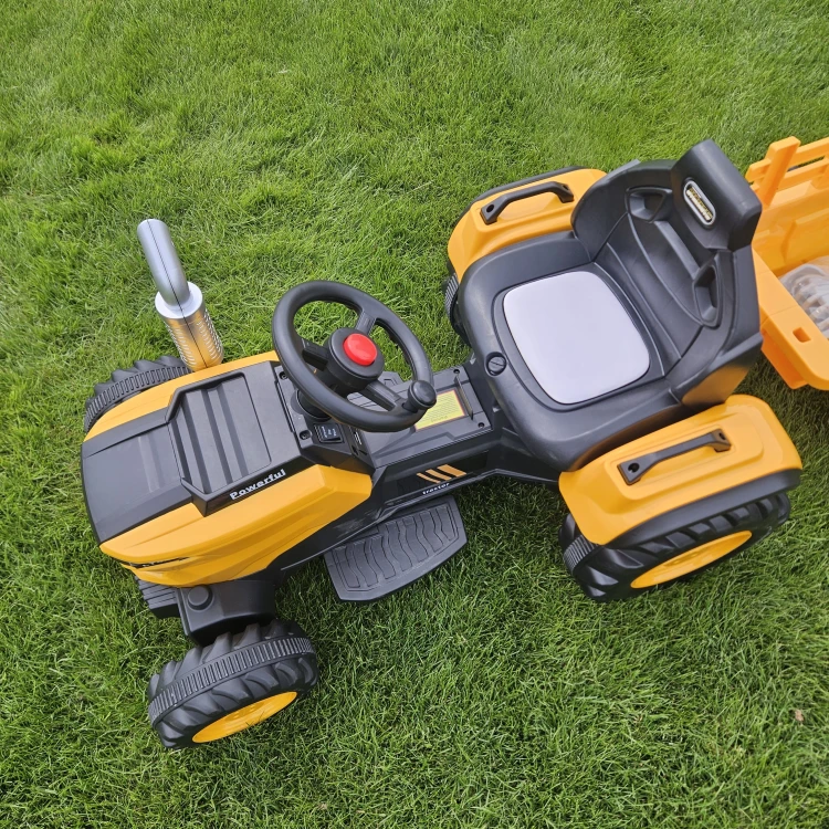 Traktor Elektryczny  12V z Przyczepą – Bluetooth, MP3, Skórzane Siedzenie jpg.