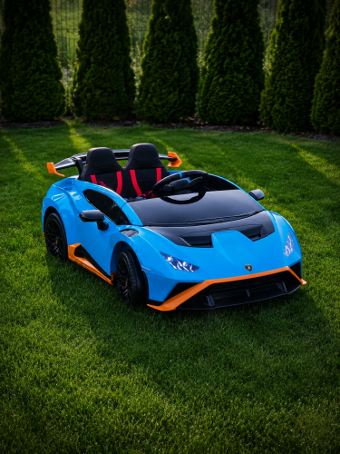 Lamborghini Huracan STO Drift 24V dla Dzieci – 2x775W, Drift 360°, Pilot 2.4G, Bluetooth, Koła EVA, Niebieski